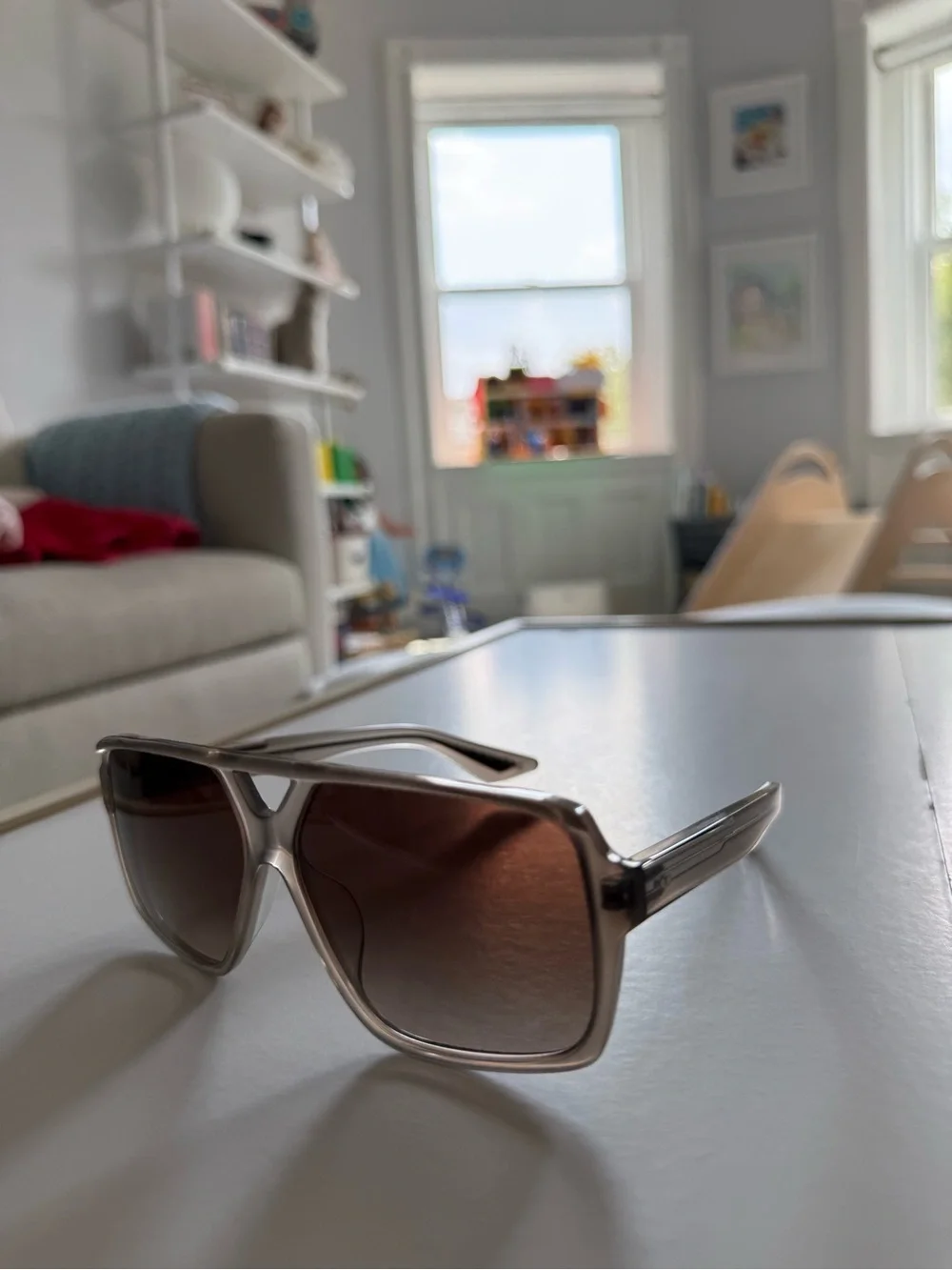 KHAITE and Oliver People Translucent Beige Frame Sunglasses with Brown Lenses